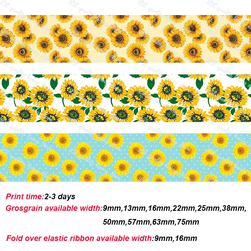 Sunflower flower printed ribbon (1)