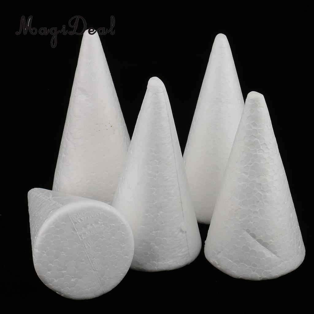  MagiDeal 5pcs Cone Shaped Styrofoam Foam Ornaments for Handmade DIY Modelling Crafts Smooth Surface Handwork Party Decorations