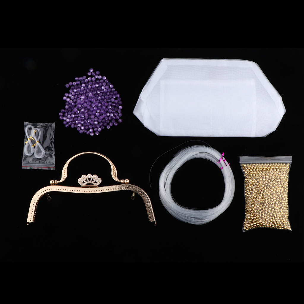 DIY Art& Crafts Beads Bag Kit Bead Handbag Making Supplies with Tools and Tutorial With Metal Purse Bag Frame