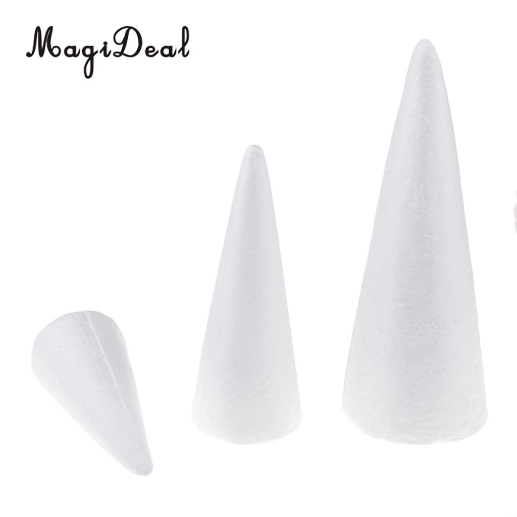 MagiDeal 3Pcs Cone Shaped Styrofoam Foam Ornaments For Handmade DIY Modelling Crafts For Kids Kindergarten DIY Hand Crafts