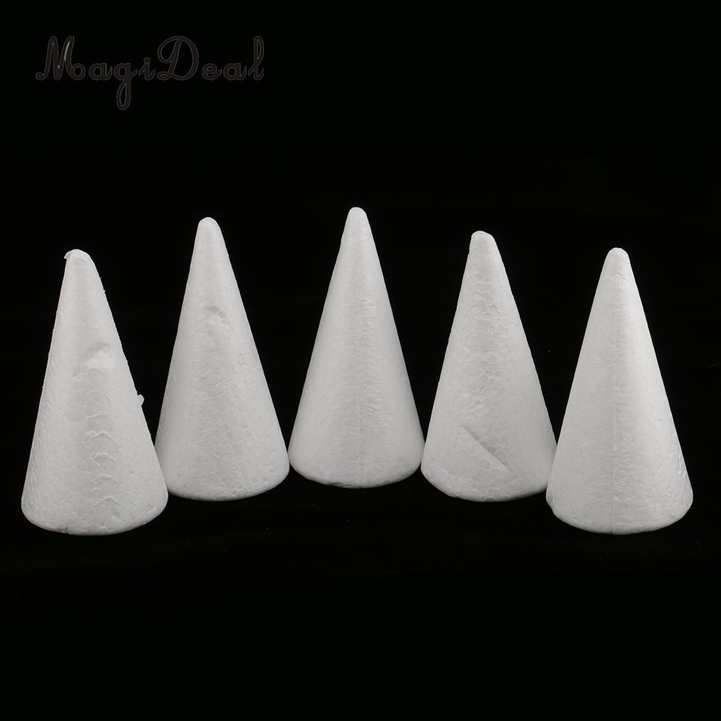  MagiDeal 5pcs Cone Shaped Styrofoam Foam Ornaments for Handmade DIY Modelling Crafts Smooth Surface Handwork Party Decorations