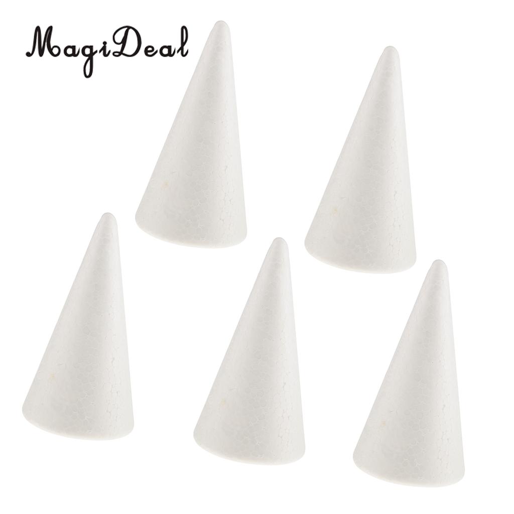  MagiDeal 5pcs Cone Shaped Styrofoam Foam Ornaments for Handmade DIY Modelling Crafts Smooth Surface Handwork Party Decorations