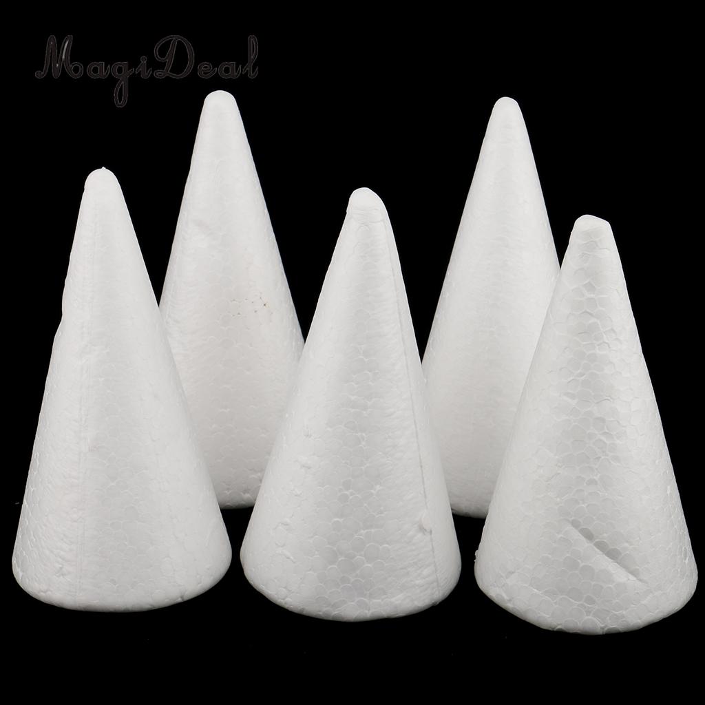  MagiDeal 5pcs Cone Shaped Styrofoam Foam Ornaments for Handmade DIY Modelling Crafts Smooth Surface Handwork Party Decorations