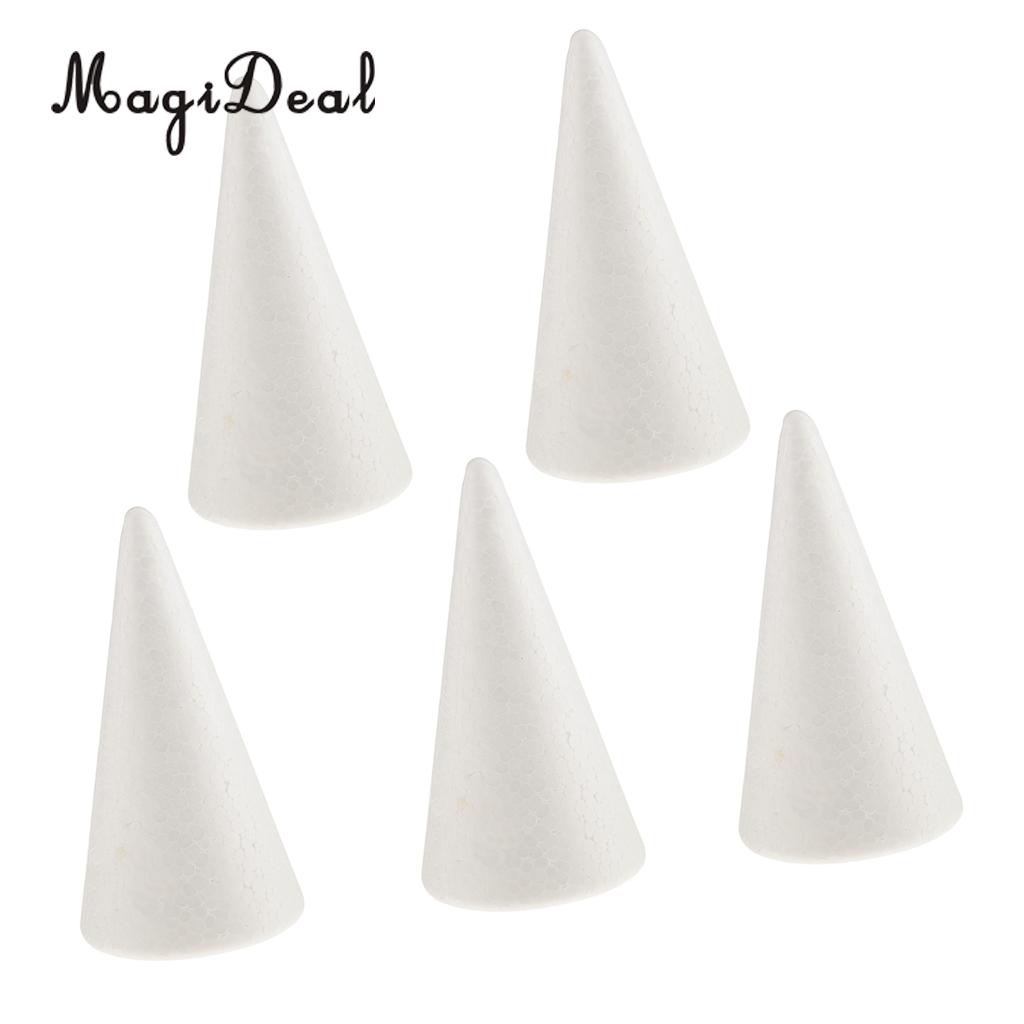  MagiDeal 5pcs Cone Shaped Styrofoam Foam Ornaments for Handmade DIY Modelling Crafts Smooth Surface Handwork Party Decorations