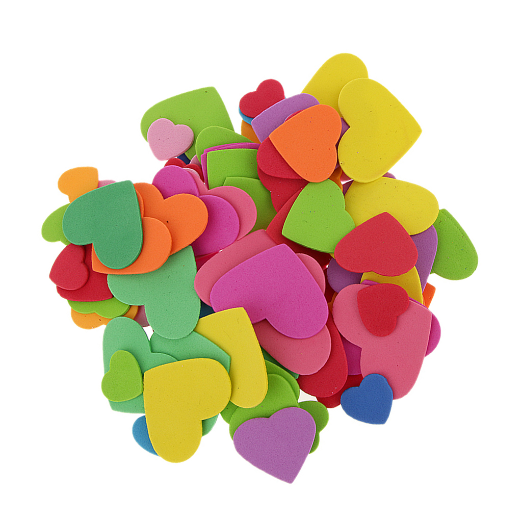 Pack of 100 Mixed Foam Heart Shapes  for  Kids Children Craft  DIY Work Decoration