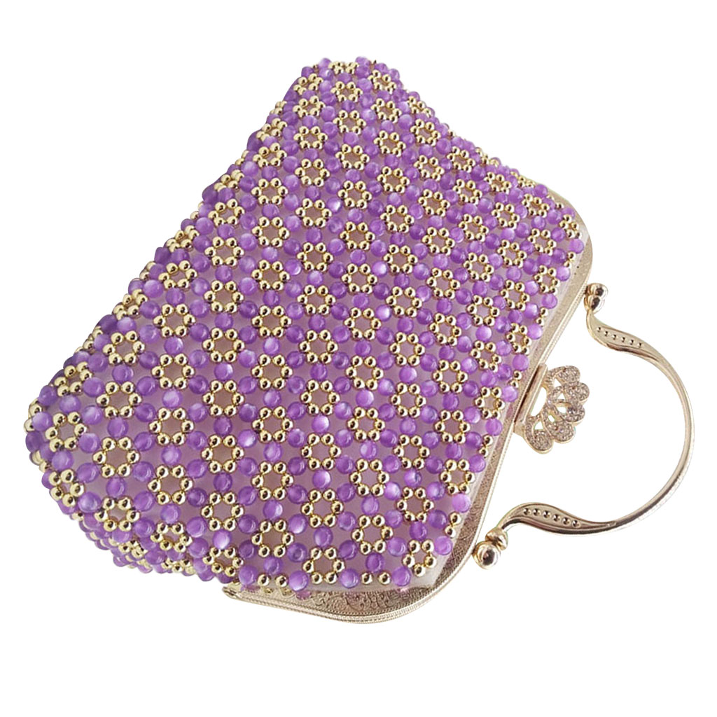 DIY Art& Crafts Beads Bag Kit Bead Handbag Making Supplies with Tools and Tutorial With Metal Purse Bag Frame