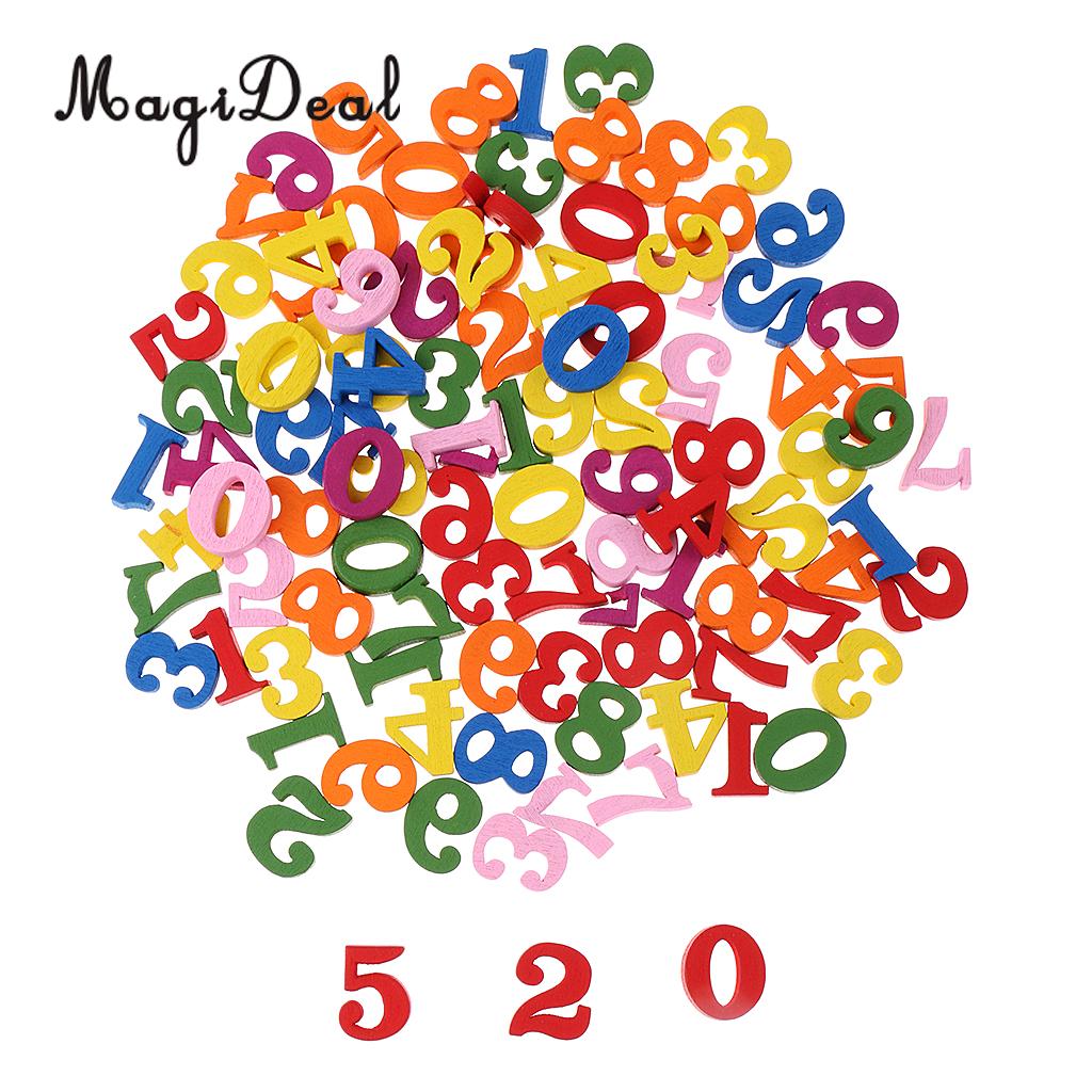 100 Pieces Small Wooden Numbers 0 to 9 Number for DIY Wood Decor Crafts Kindergarten Primary School Math Mathematics Child Toys