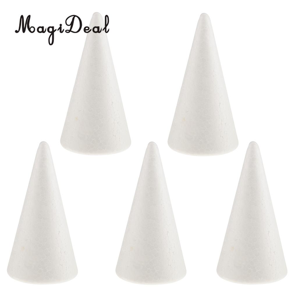  MagiDeal 5pcs Cone Shaped Styrofoam Foam Ornaments for Handmade DIY Modelling Crafts Smooth Surface Handwork Party Decorations