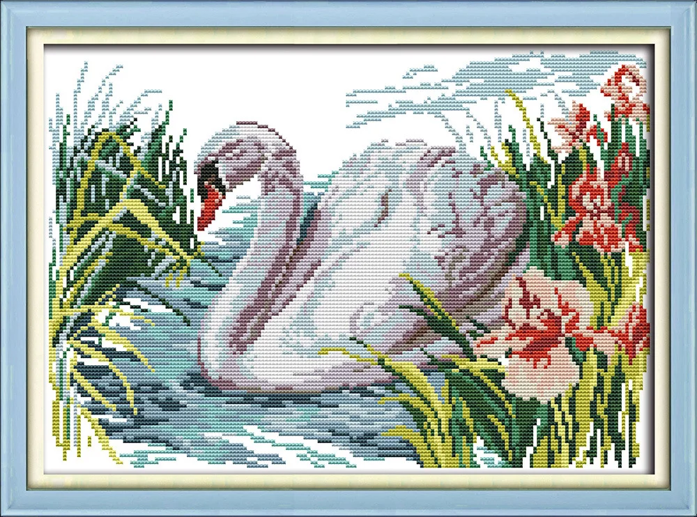 Joy Sunday Swan DMC Counted Chinese Cross Stitch Kits printed Cross stitch set Embroidery Needlework