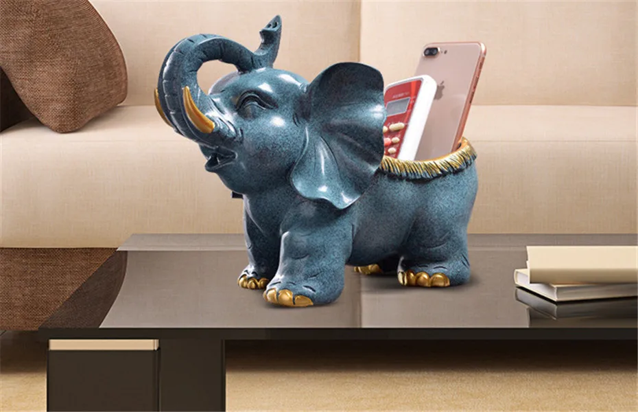 European Luxury Resin Elephant Crafts Animal Ornaments Creative Home Furnishing Decoration Use Office Living Room Bedroom  (5)