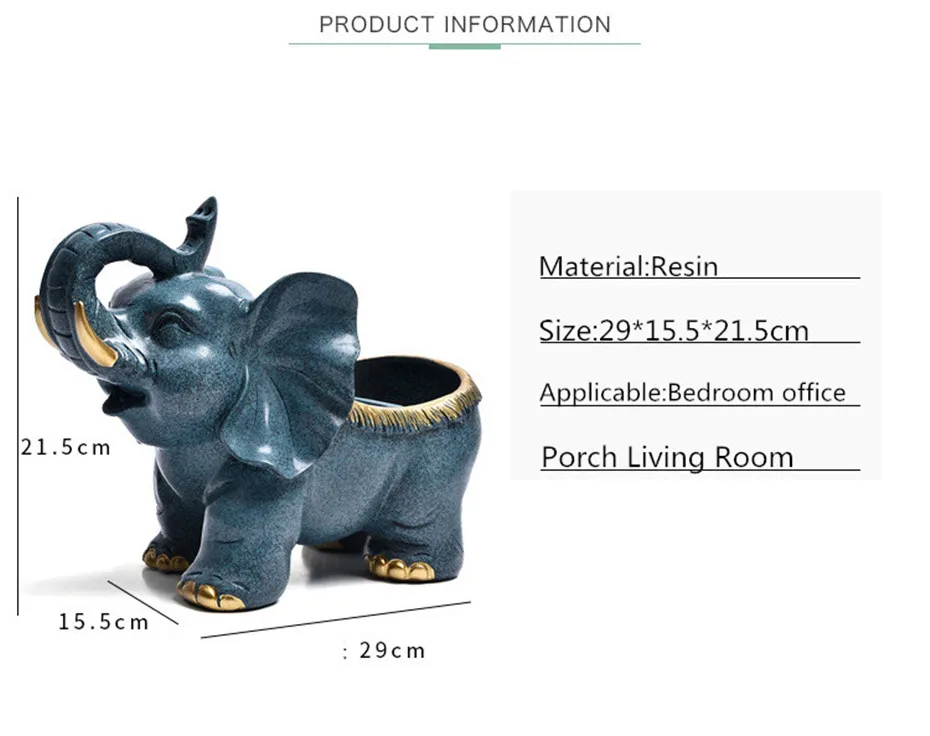 European Luxury Resin Elephant Crafts Animal Ornaments Creative Home Furnishing Decoration Use Office Living Room Bedroom  (3)