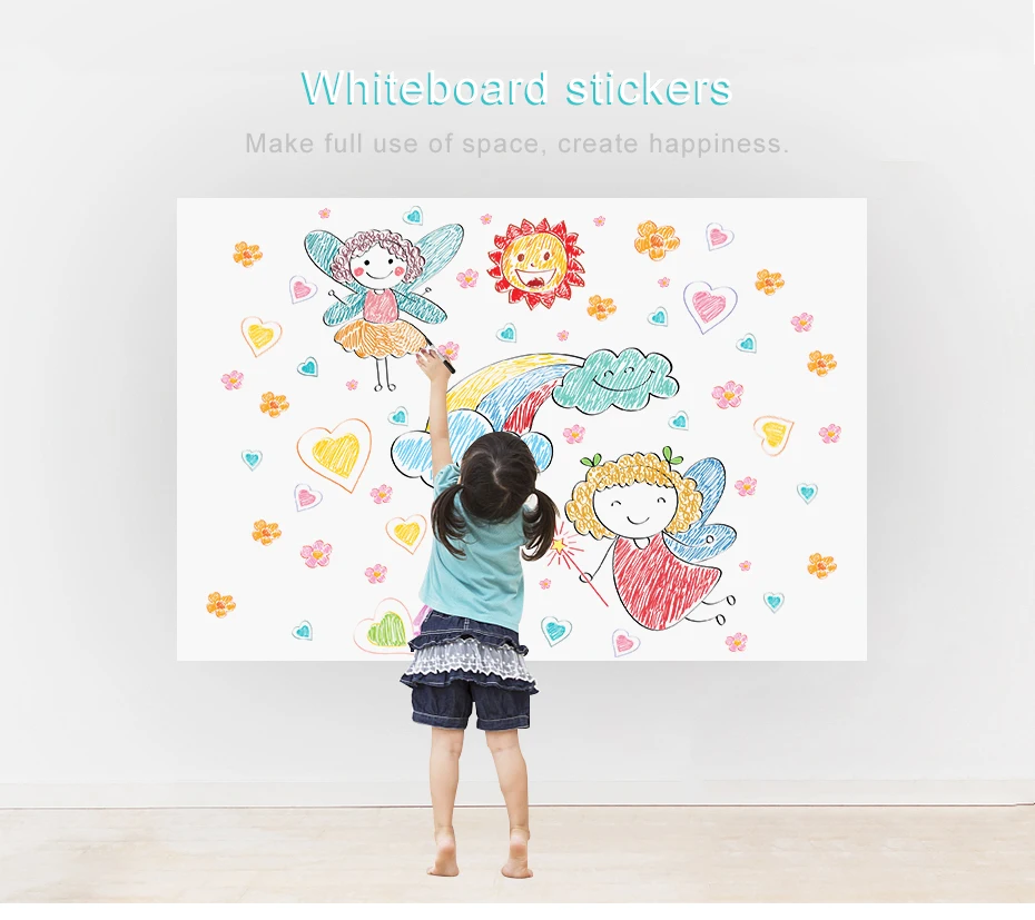 930_01 DIY Whiteboard Sticker Dry Erase Self-adhesive White Board Removable Drawing Writing Message Board For Office School Home