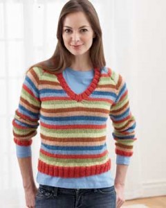 Colorful Striped Sweater Knitting Pattern For Women Photo