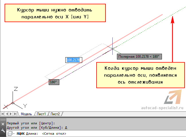 Длина прямоугольника в AutoCAD