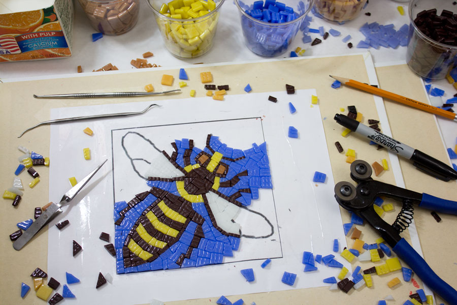 Mosaic bee in progress