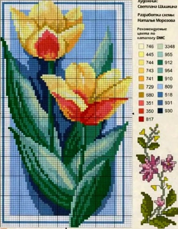 Схемы: схемы для вышивки: тюльпаны