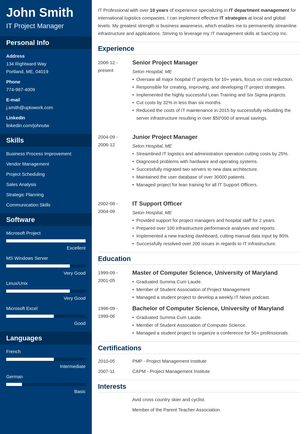 Professional CV Template Cascade