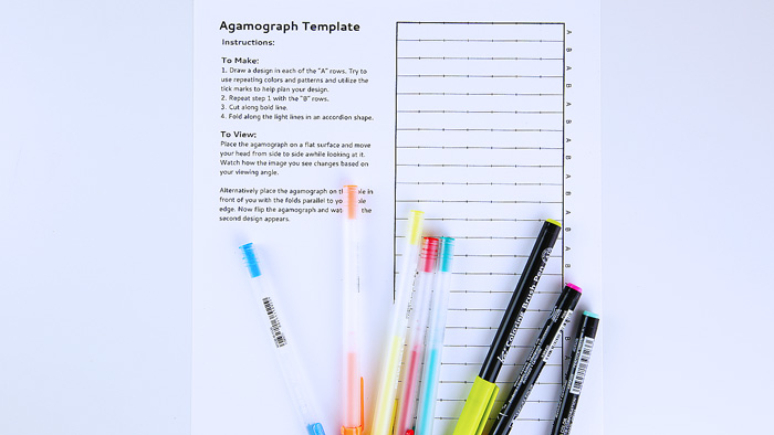 Try making your own agamograph using our printable template. A fun drawing project that changes depending on your viewing angle. 