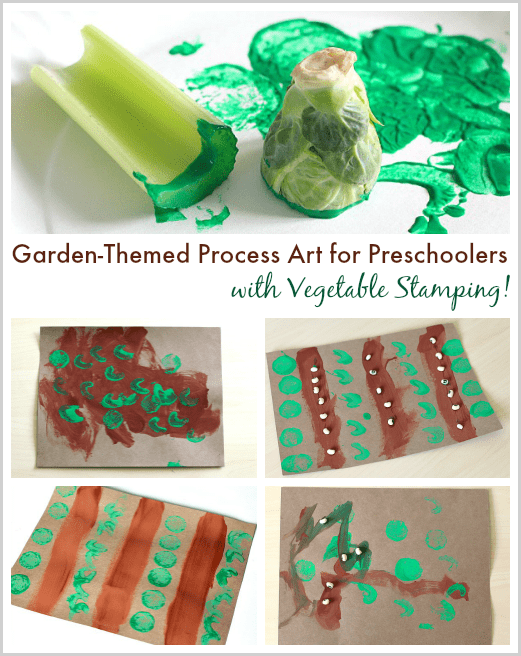 Garden Process Art Project for Preschoolers with Vegetable Stamping ~ BuggyandBuddy.com