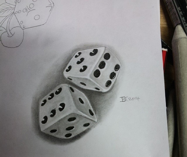 Drawing of small dice