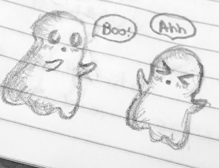 Drawing of cute ghosts