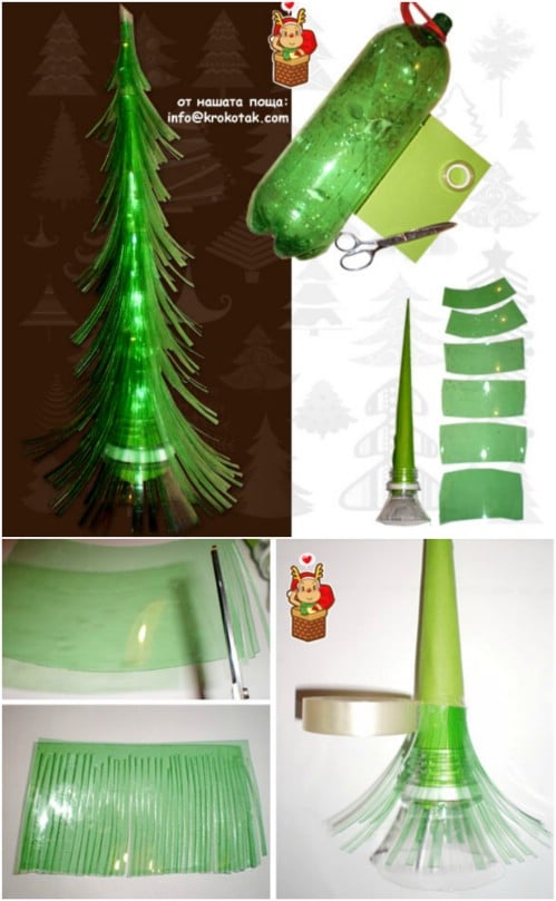 Plastic Bottle Tree - 20 Genius DIY Recycled and Repurposed Christmas Crafts