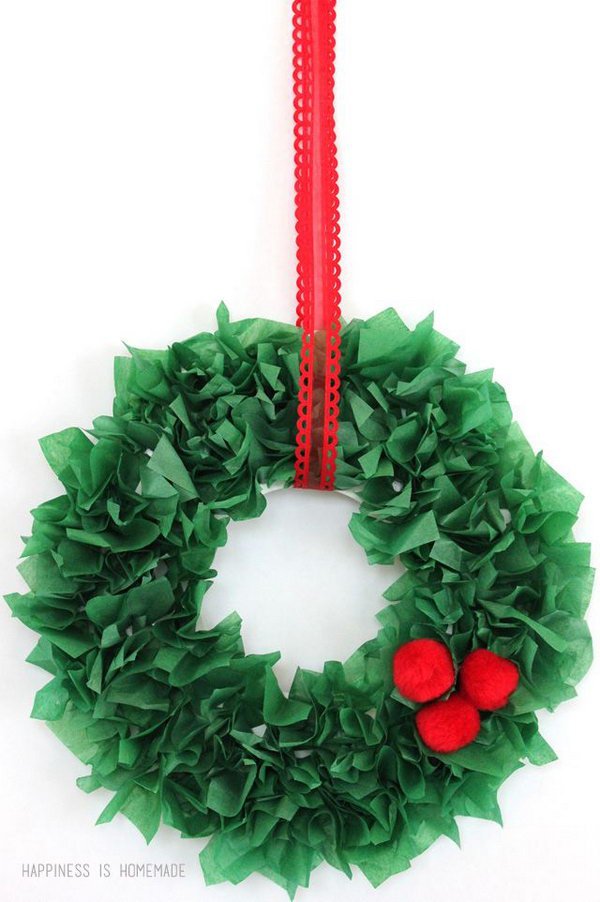 Tissue paper christmas wreath
