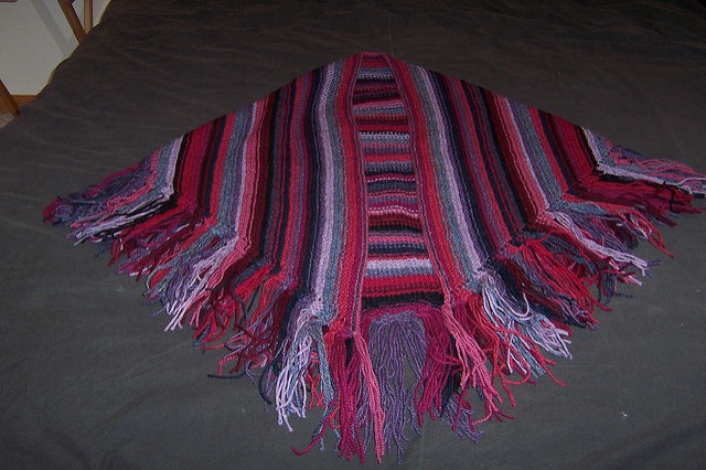 Striped shawl with fringe