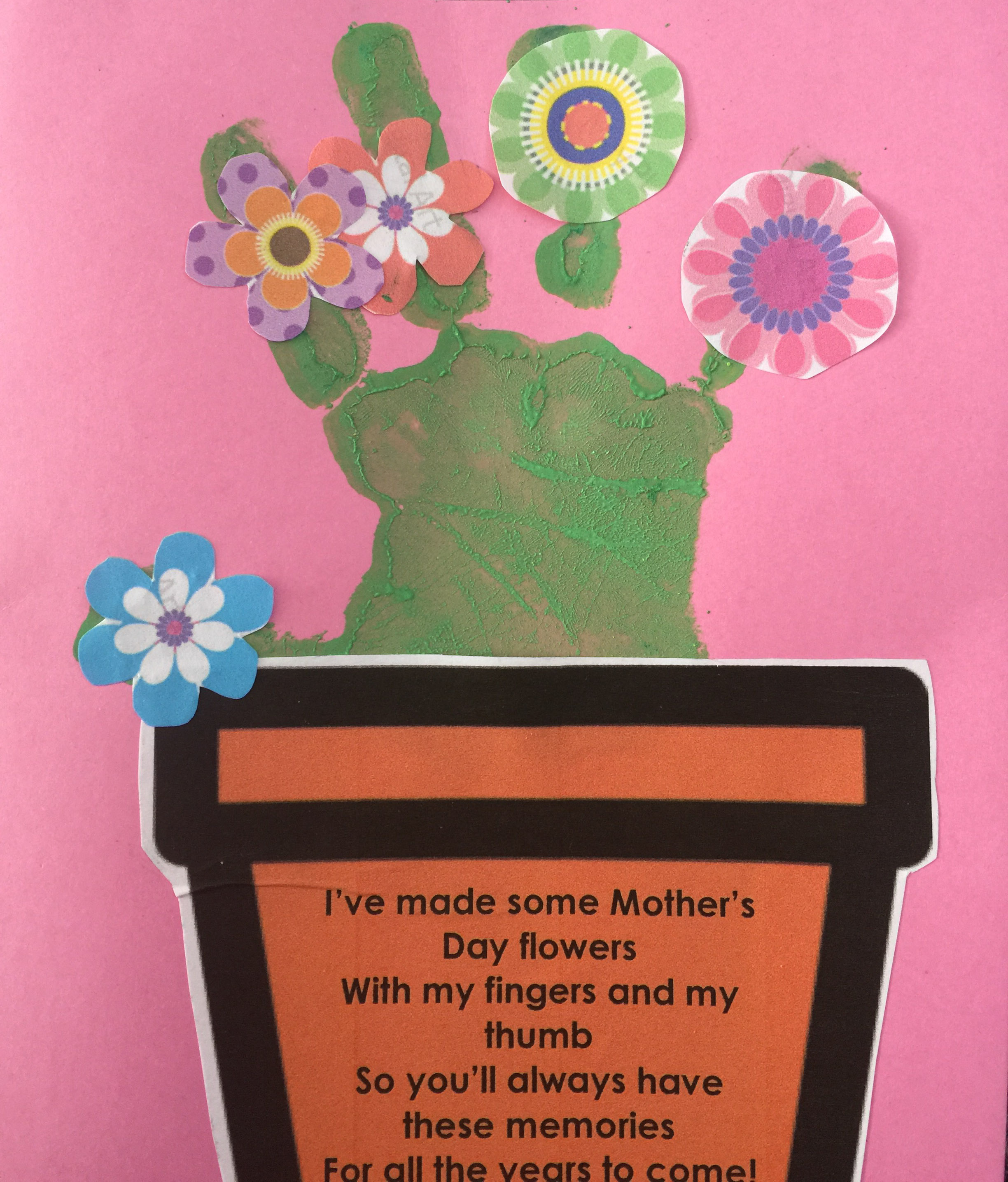 Hand print flower pot card