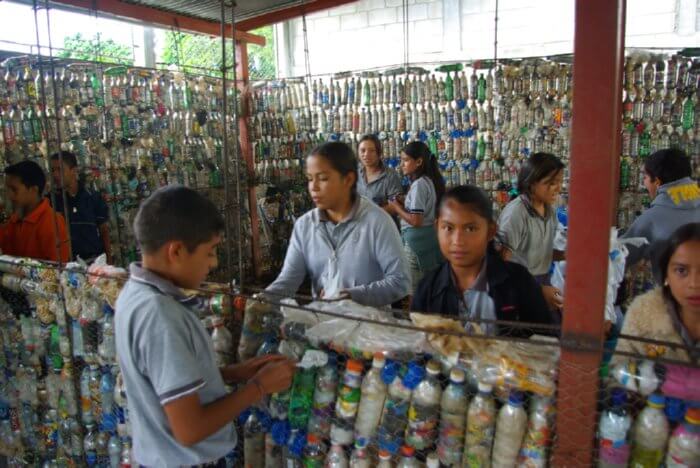 plastic bottle school