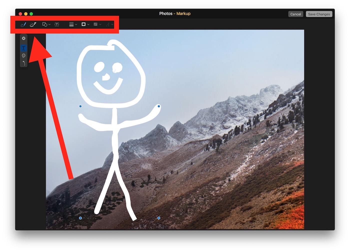 Use the markup tools to draw on the picture in Photos for Mac