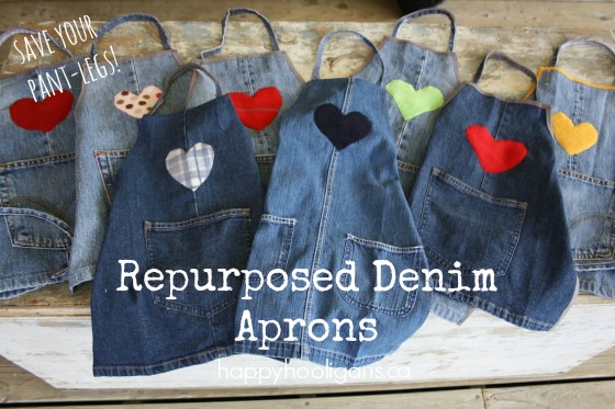 repurposed denim pant leg aprons Wonderful DIY Easy Childrens Apron From Old Jeans