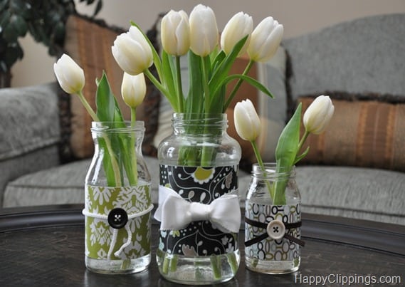 Scrapbooking paper mason jar vases