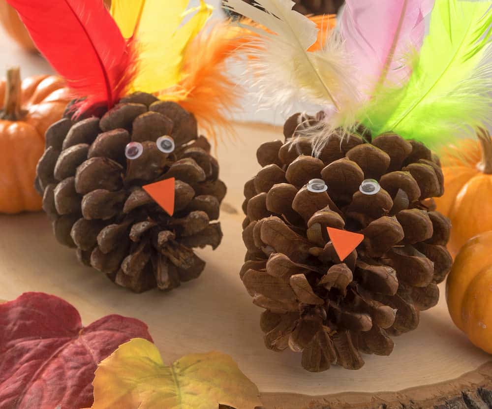 This pinecone turkey craft is a perfect kids craft idea for Thanksgiving! It