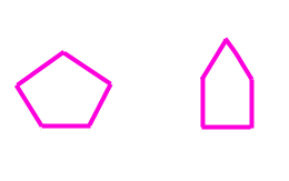 A drawing of two kinds of pentagons