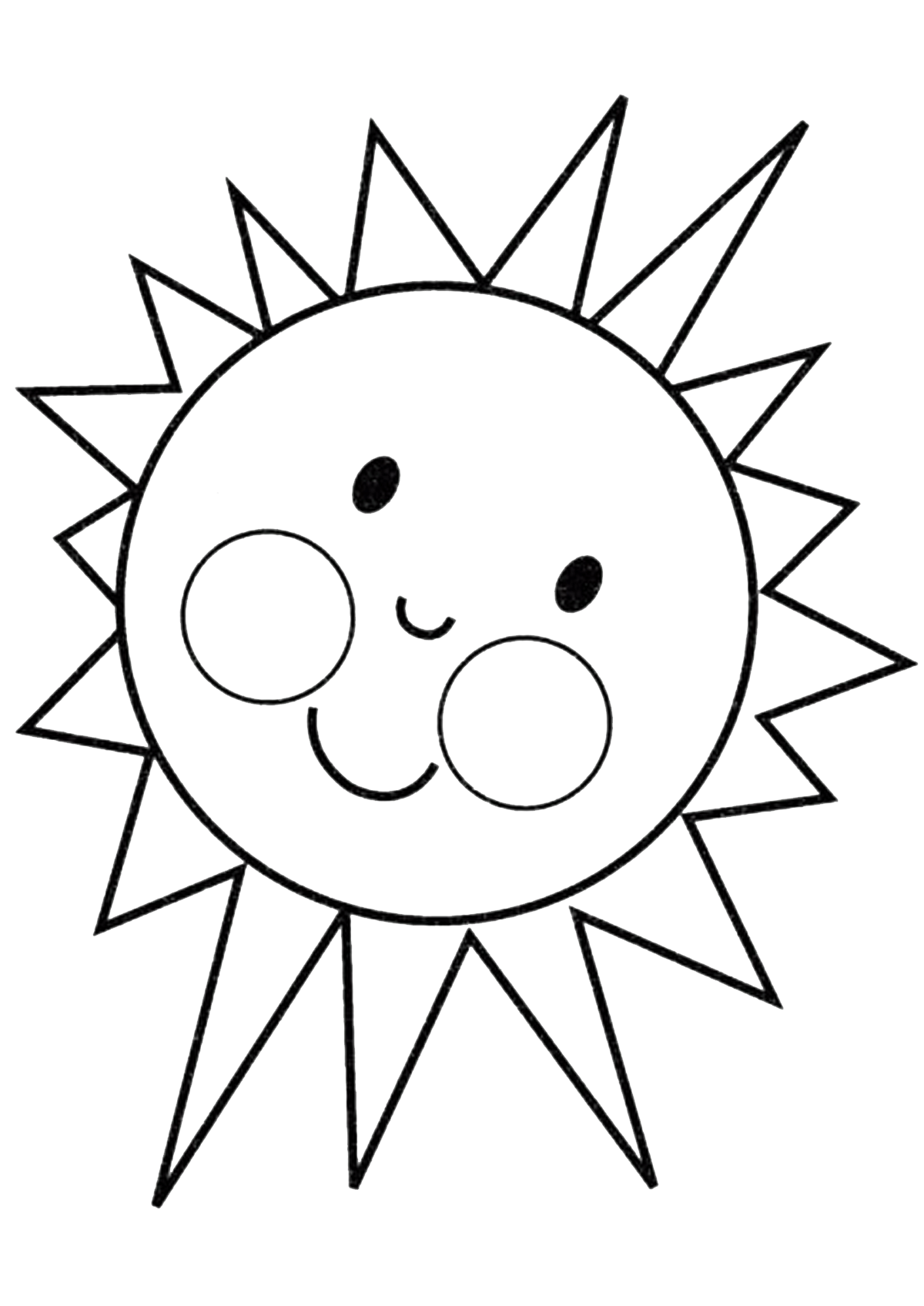 Раскраска солнышко с улыбкой и лучиками   распечатать (1)