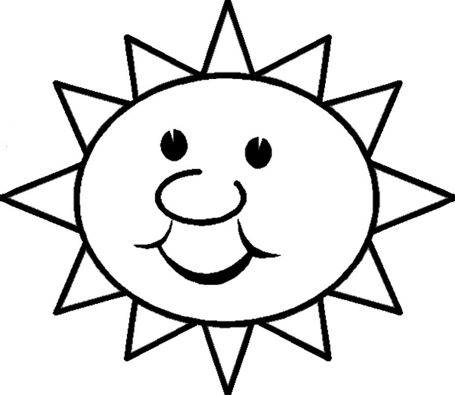 Раскраска солнышко с улыбкой и лучиками   распечатать (1)