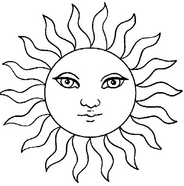 Раскраска солнышко с улыбкой и лучиками   распечатать (2)