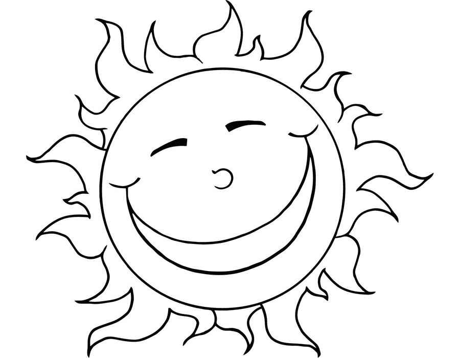Раскраска солнышко с улыбкой и лучиками   распечатать (6)