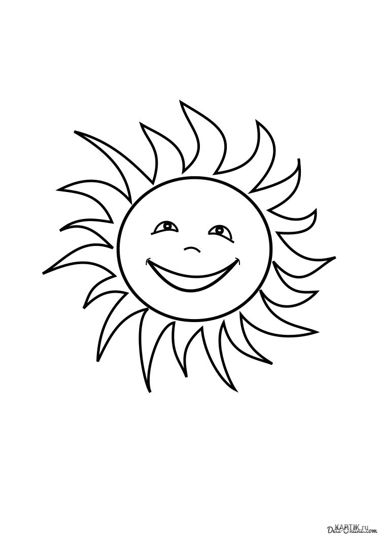 Раскраска солнышко с улыбкой и лучиками   распечатать (7)