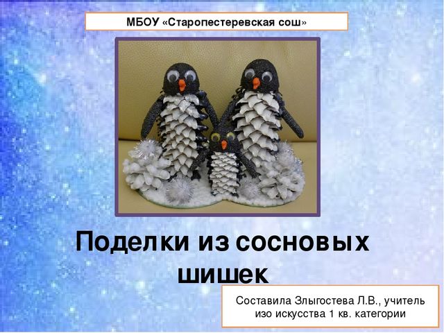 Поделки из сосновых шишек МБОУ «Старопестеревская сош» Составила Злыгостева...