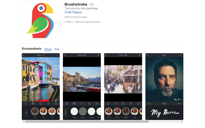 A screenshot of Brushstoke drawing apps to turn photo into sketch