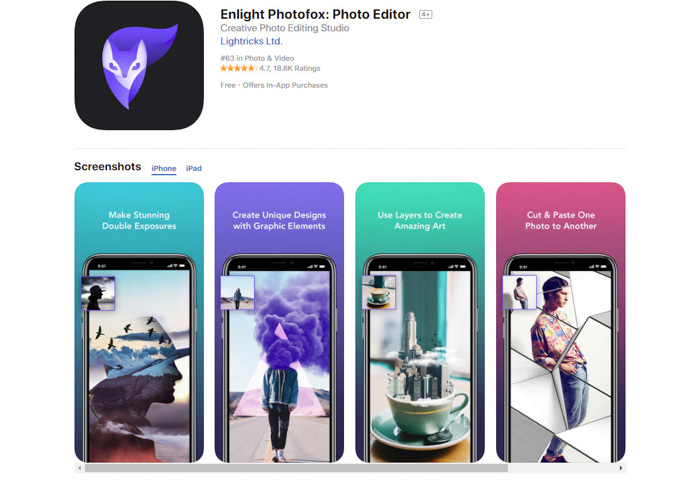 A screenshot of Enlight Photofox editing app -convert picture to drawing