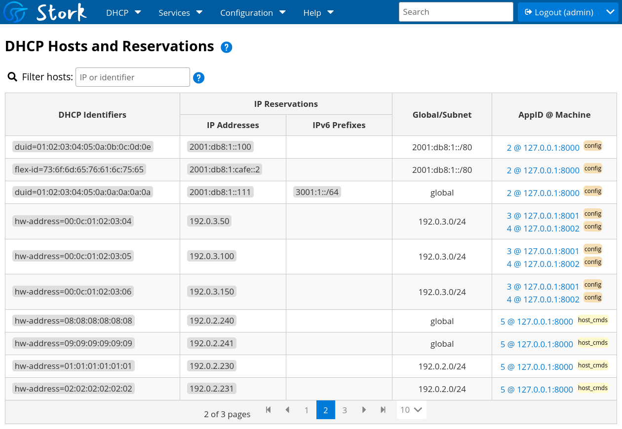 Stork DHCP Host Reservations