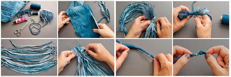 как сделать ожерелье из джинсы