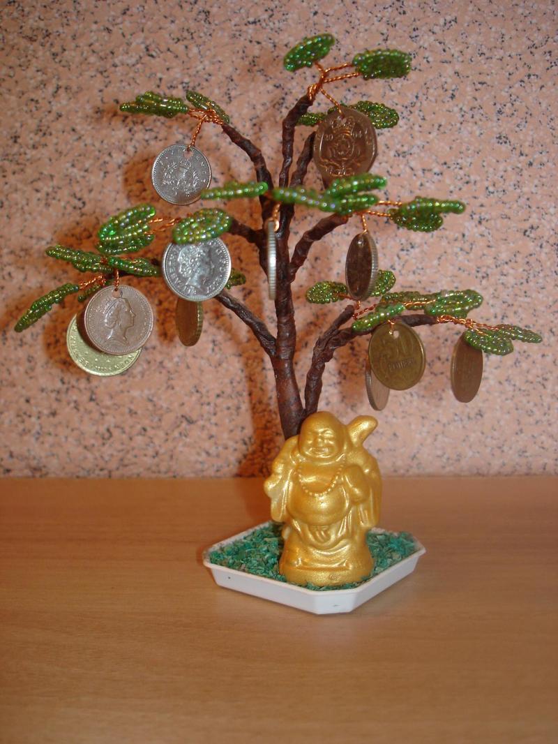 Дерево топиарий из монет