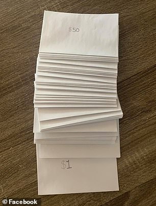 All you have to do is label 100 envelopes from $1 to $100 or 50 envelopes from $1 to $50