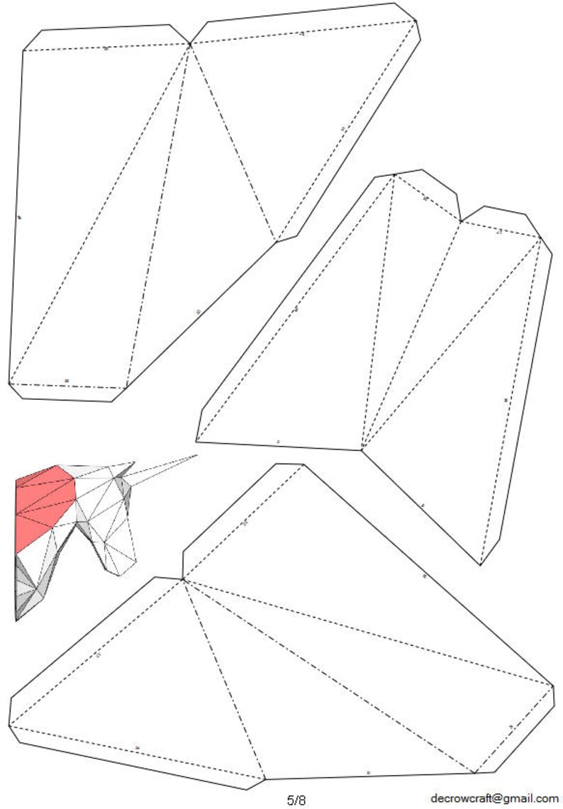 Голова единорога паперкрафт схема