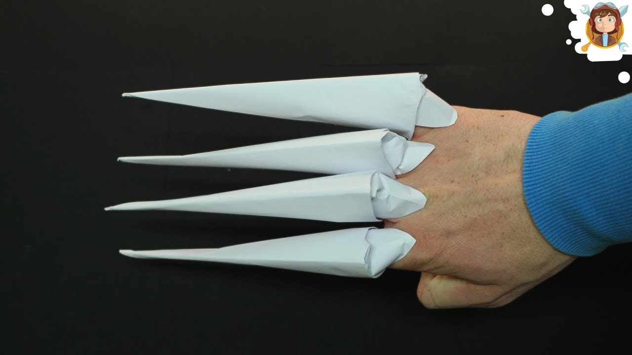 Сделай остры. Оригами когти Фредди Крюгера. Длинные бумажные когти. Бумажные когти Росомахи. Оригами из бумаги когти длинные.