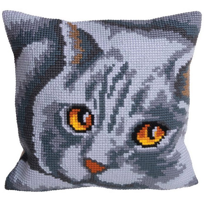 подушка крестиком котик